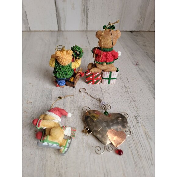 Vintage bear rustic style variety heart ornament Xmas set - Picture 7 of 7
